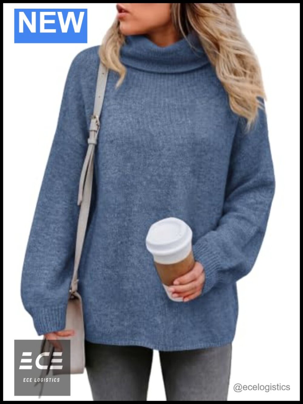 Womens Oversized Turtleneck Pullover Sweater Chunky Knit Cozy Warm Winter
